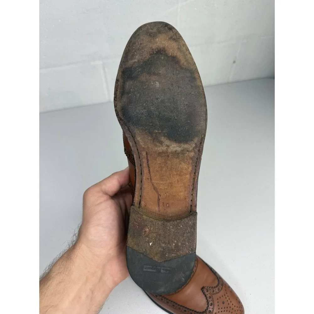 VTG Salvatore Ferragamo Oxford Mens 10 B  Dress Shoes Brown Leather